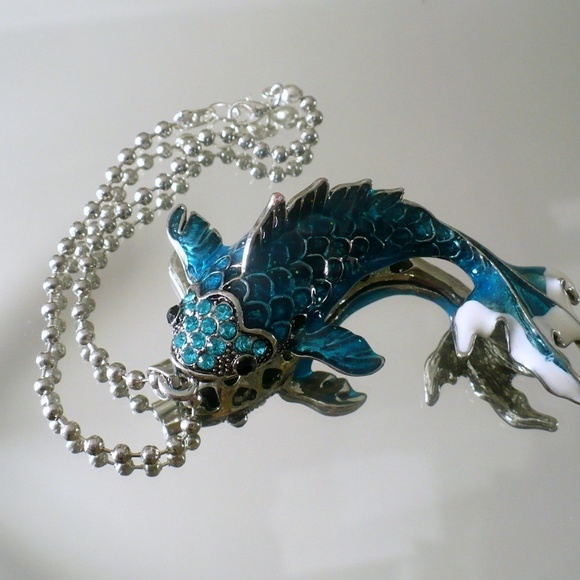 ❤️ Blue-Silver Fish Purse, Car Mirror Charm 5 Star - Picture 2 of 8